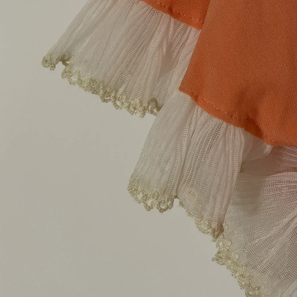 Cottagecore Prarie peach-colored‎ dress lace sequin trim Morute Costume